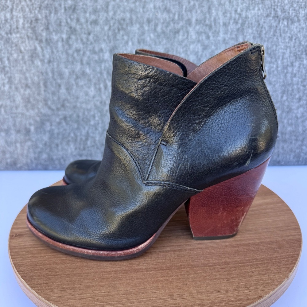 Cork Ease Chunky Leather Ankle Boots Black Stacked Heel Chunky Size 7.5M - Picture 3 of 9